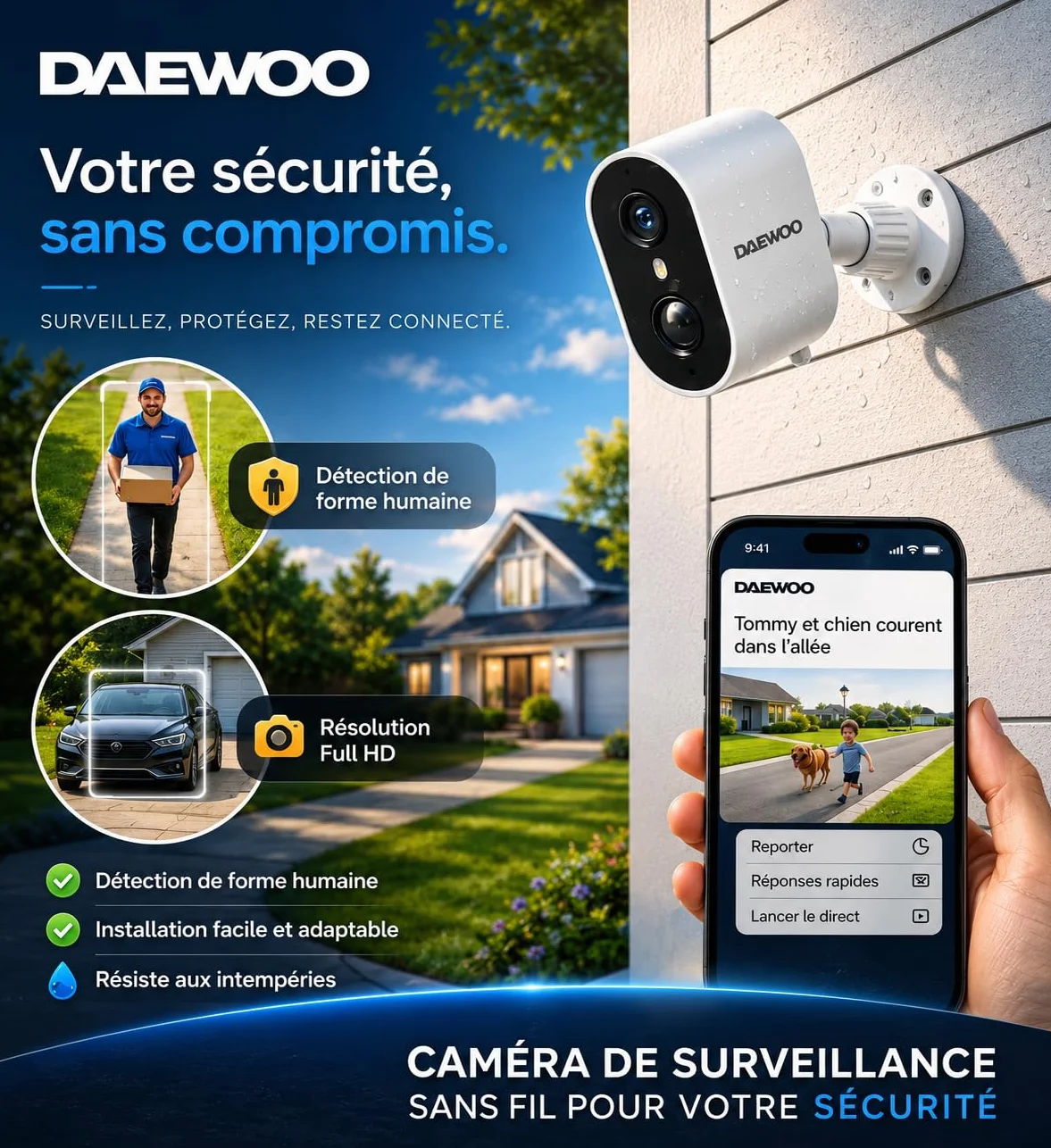 Daewoo pakiet alarmowy AM312, centrala z ekranem dotykowym, czujnik ruchu, przyjazny dla zwierząt, przełączniki drzwi, wibracje, syrena słoneczna, kamery, wykrywanie dymu, pilot zdalnego sterowania