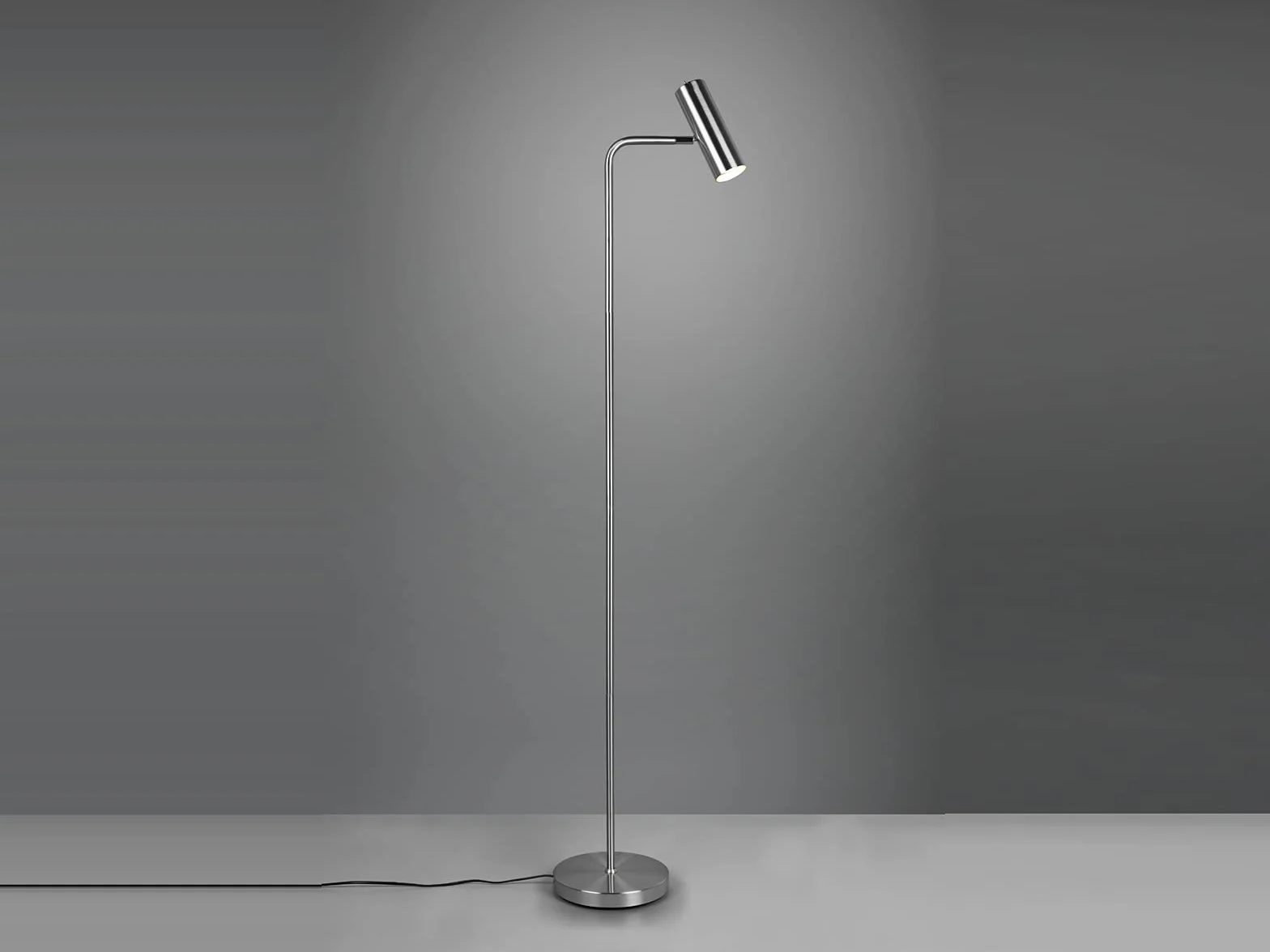 meineWunschleuchte Lampa stojąca z metalu w kolorze srebrnym matowym z regulowanym reflektorem, wysokość 151 cm
