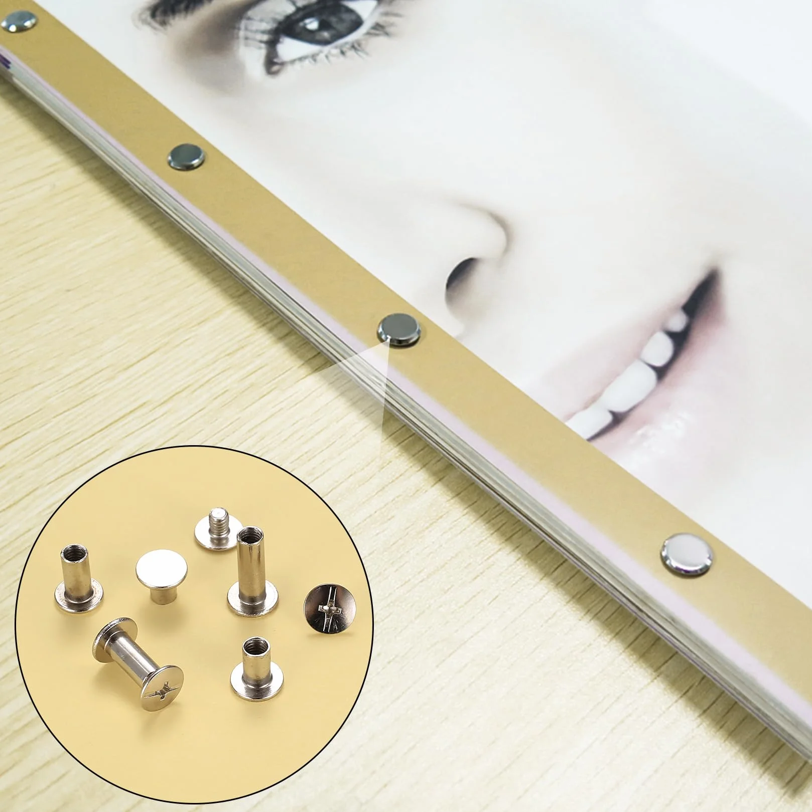 180 sztuk śrub Chicago, M4 M5 Wiązane śruby, Chicago Binding Screws, Nity do Bindowania Książek z płaską główką krzyżową, zatrzaski na guziki do książek Nity skórzane