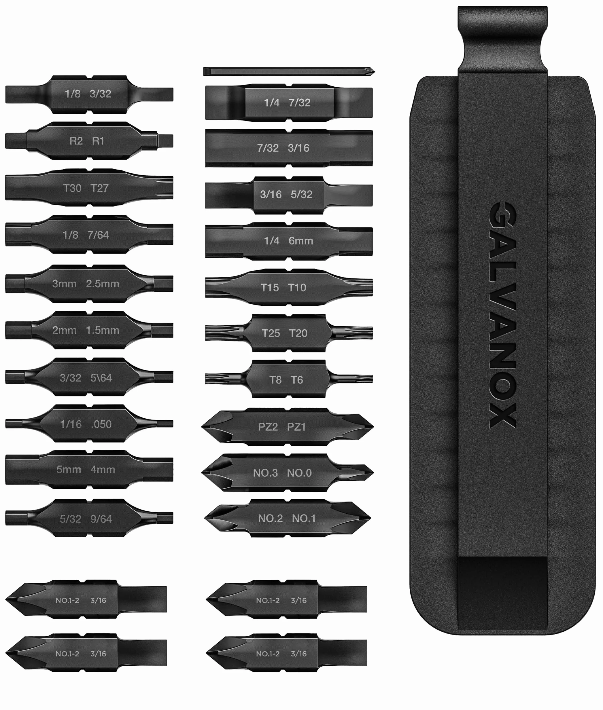 Galvanox Dwustronny zestaw bitów zaprojektowany do narzędzi wielofunkcyjnych Leatherman, zestaw wkrętaków płaskich z uchwytem (zestaw 21 szt. + 4 bity bonusowe)