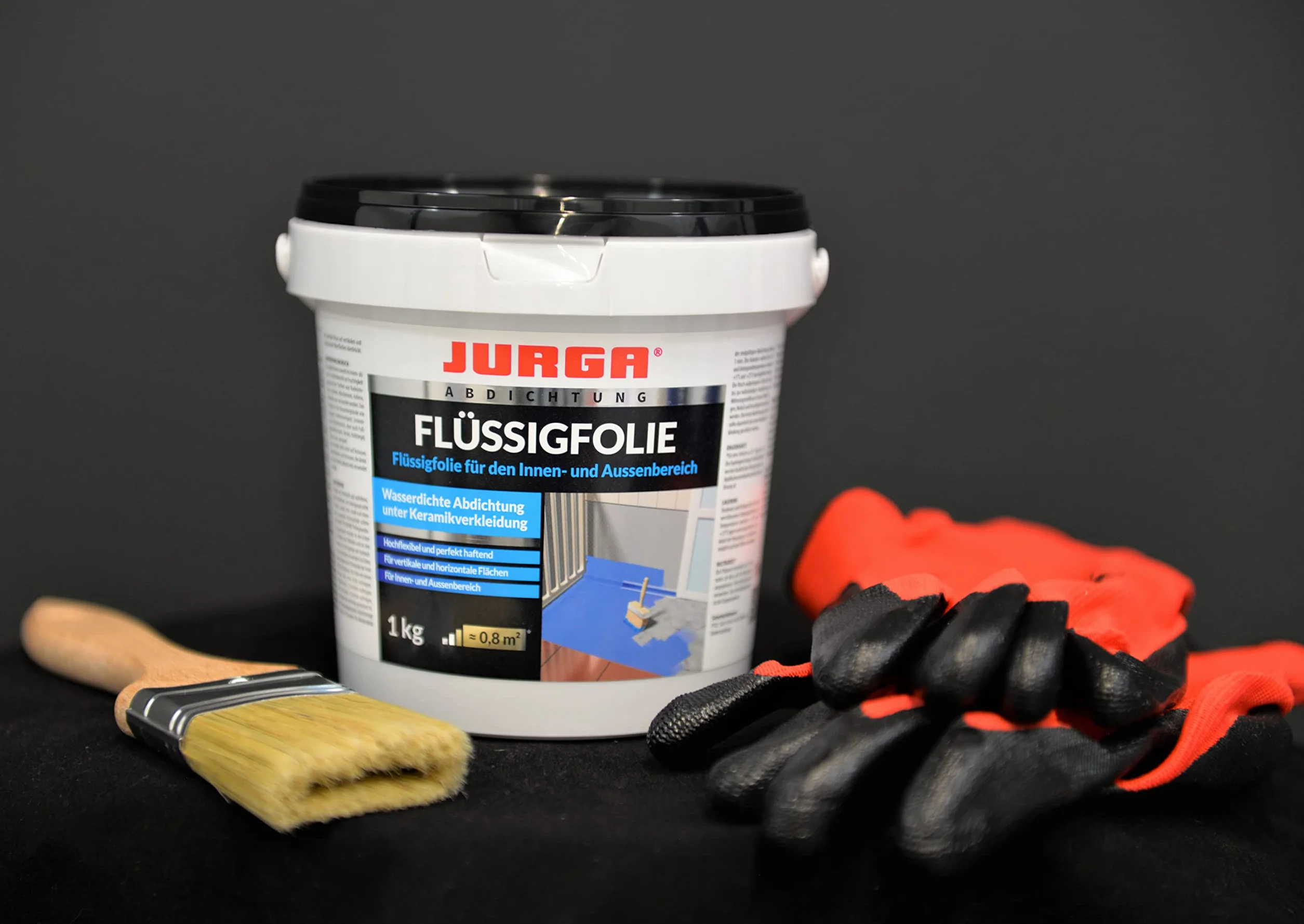 JURGA Folmix Folia w płynie 1kg ≈ 0,8m² Hydroizolacja do łazienki i prysznica – folia uszczelniająca na zewnątrz i wewnątrz, nie zawiera rozpuszczalników
