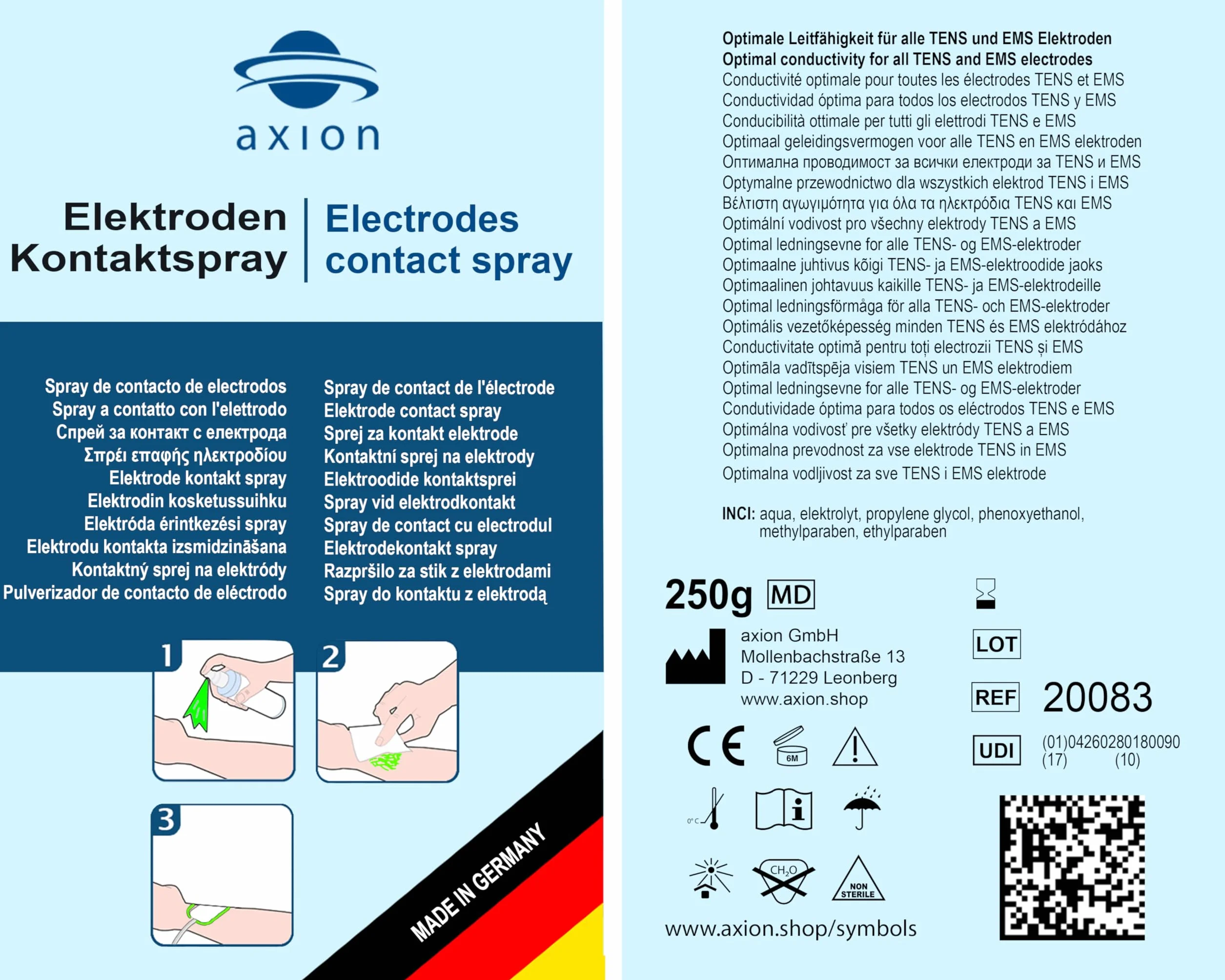 Profesjonalny spray do czyszczenia skóry TENS EMS hipoalergiczny