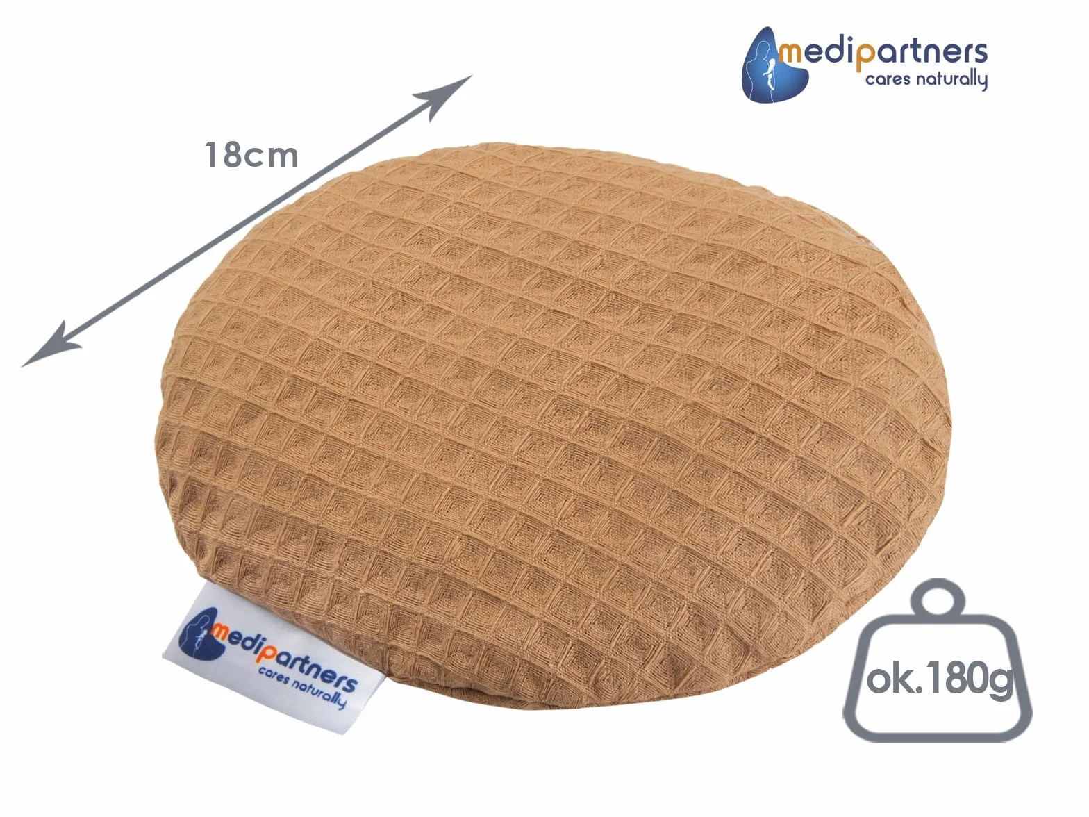 Medi Partners Termofor Pestki wiśni Poduszka rozgrzewająca dla dzieci 180g 15cm Naturalny 100% Bawełna (Brąz)