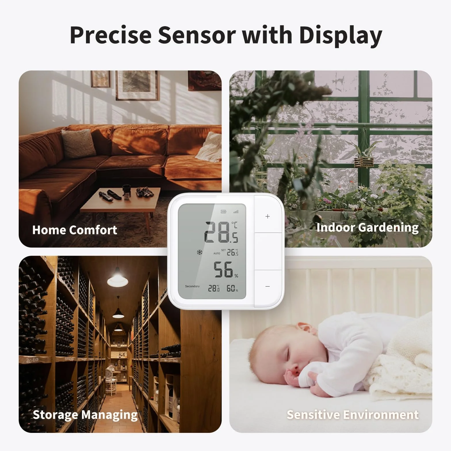 Aqara Thread/Zigbee Wielofunkcyjny czujnik temperatury W100, Temperature & Humidity Monitoring, Bezprzewodowy, Zdalne Sterowanie HVAC, 3 przyciski, Matter, HomeKit, Apple Home, Alexa, Google