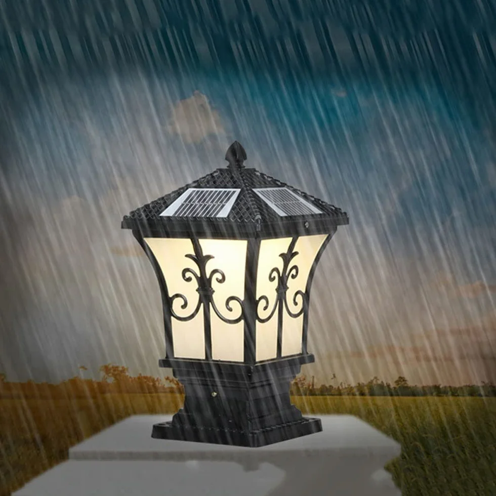 Lampy solarne kolumny czołowe LED oświetlenie ogrodowe zewnętrzne wodoodporne oświetlenie ścienne do ogrodu, oświetlenie słupkowe, dekoracyjne kolumny latarnia, oświetlenie krajobrazu tradycyjne