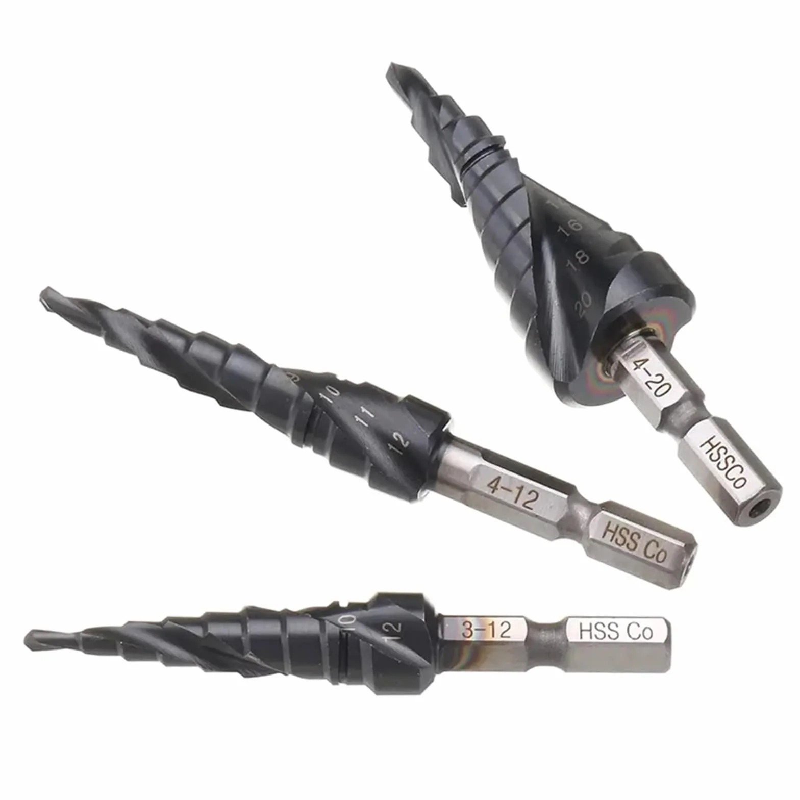 1/4 cala Hex M35 powlekany kobaltem trzpień wiertła stopniowego stal szybkotnąca metalowy otwieracz do otworów do narzędzi ze stali nierdzewnej (kolor: 6-35 mm)
