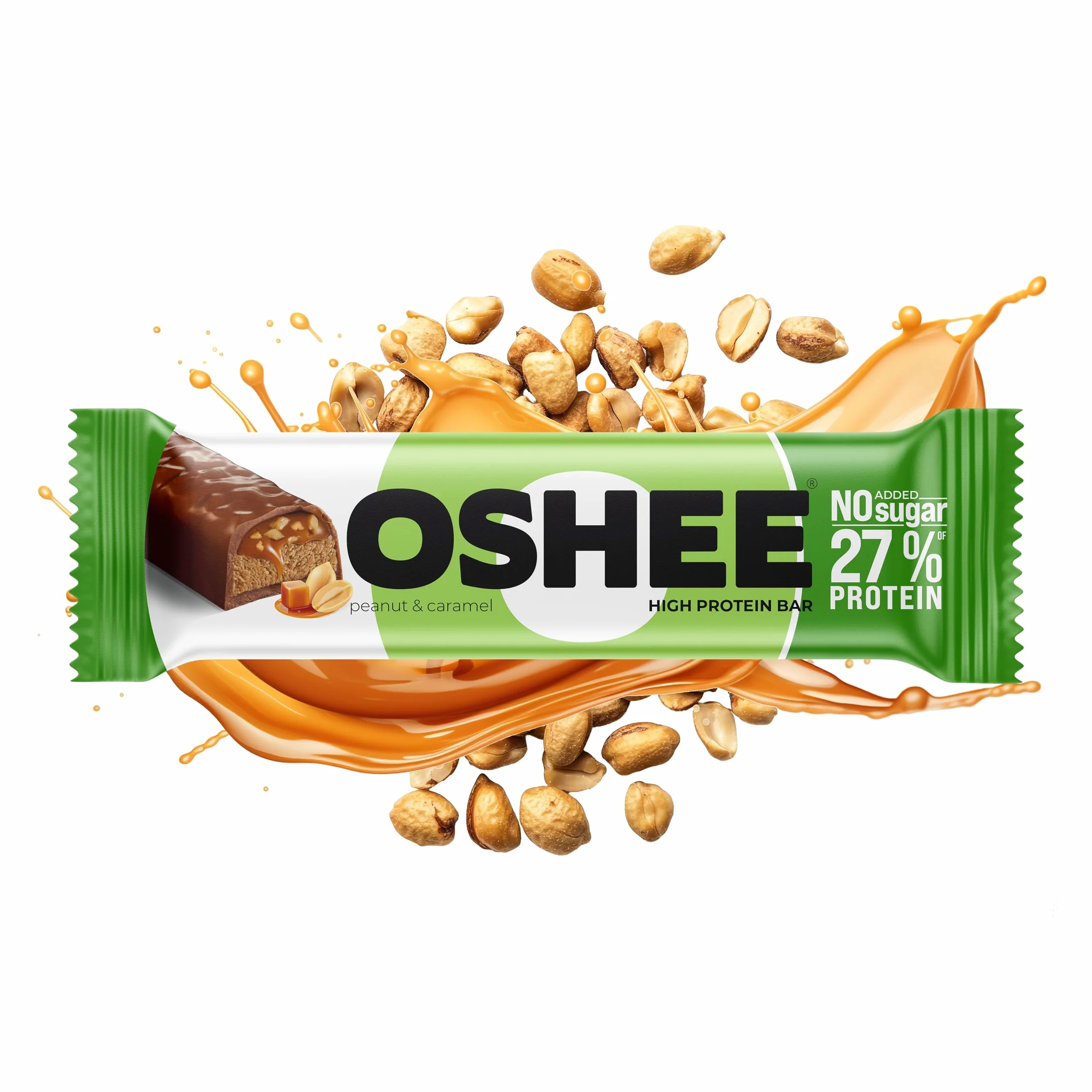 Baton proteinowy Oshee orzechy i karmel 49g 12 sztuk