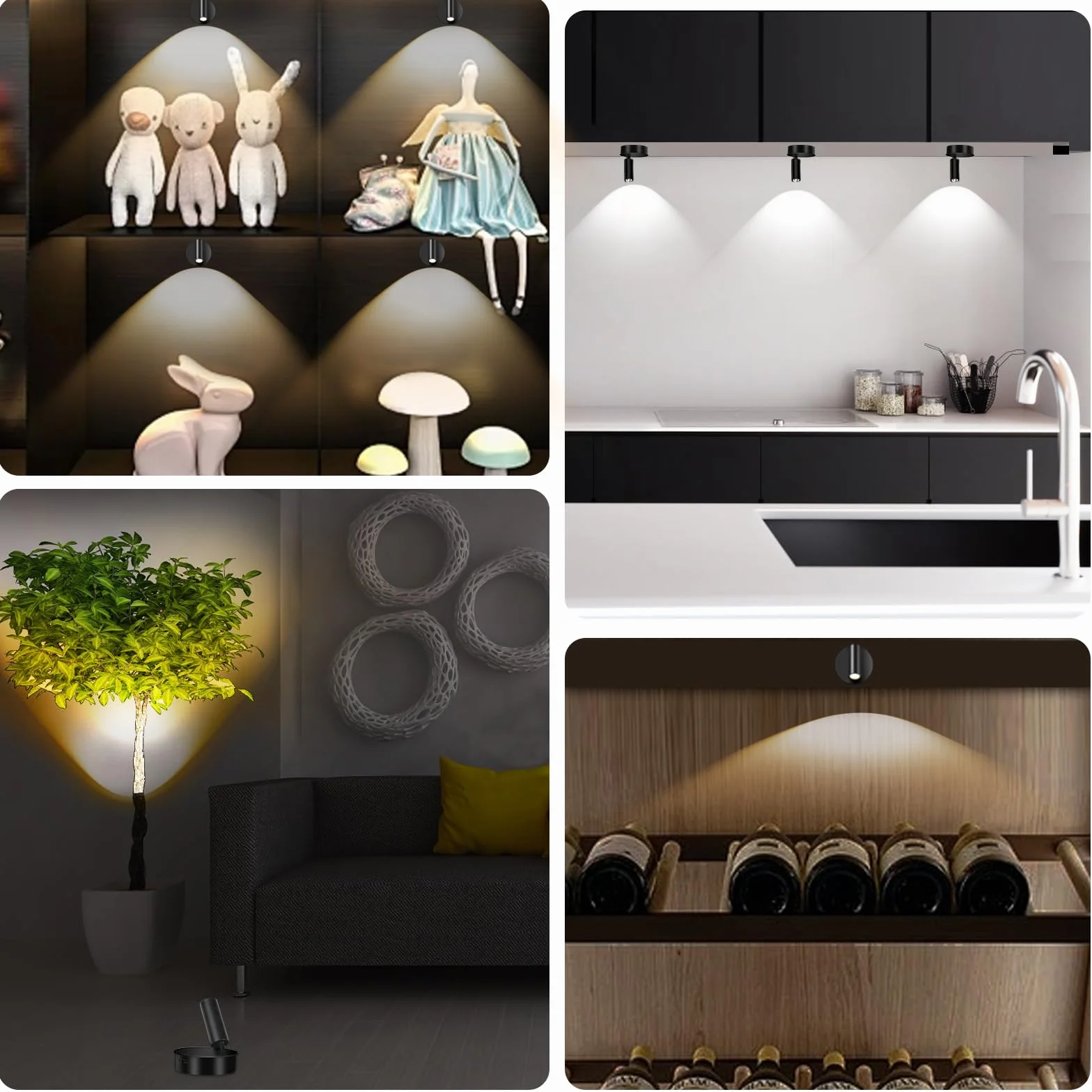 SMY Lighting Lampa ścienna LED do wnętrz, punktowa bezprzewodowa z akumulatorem, 3 temperatury barwowe, funkcja timera, dotykowa i pilot zdalnego sterowania, możliwość ściemniania, reflektor do