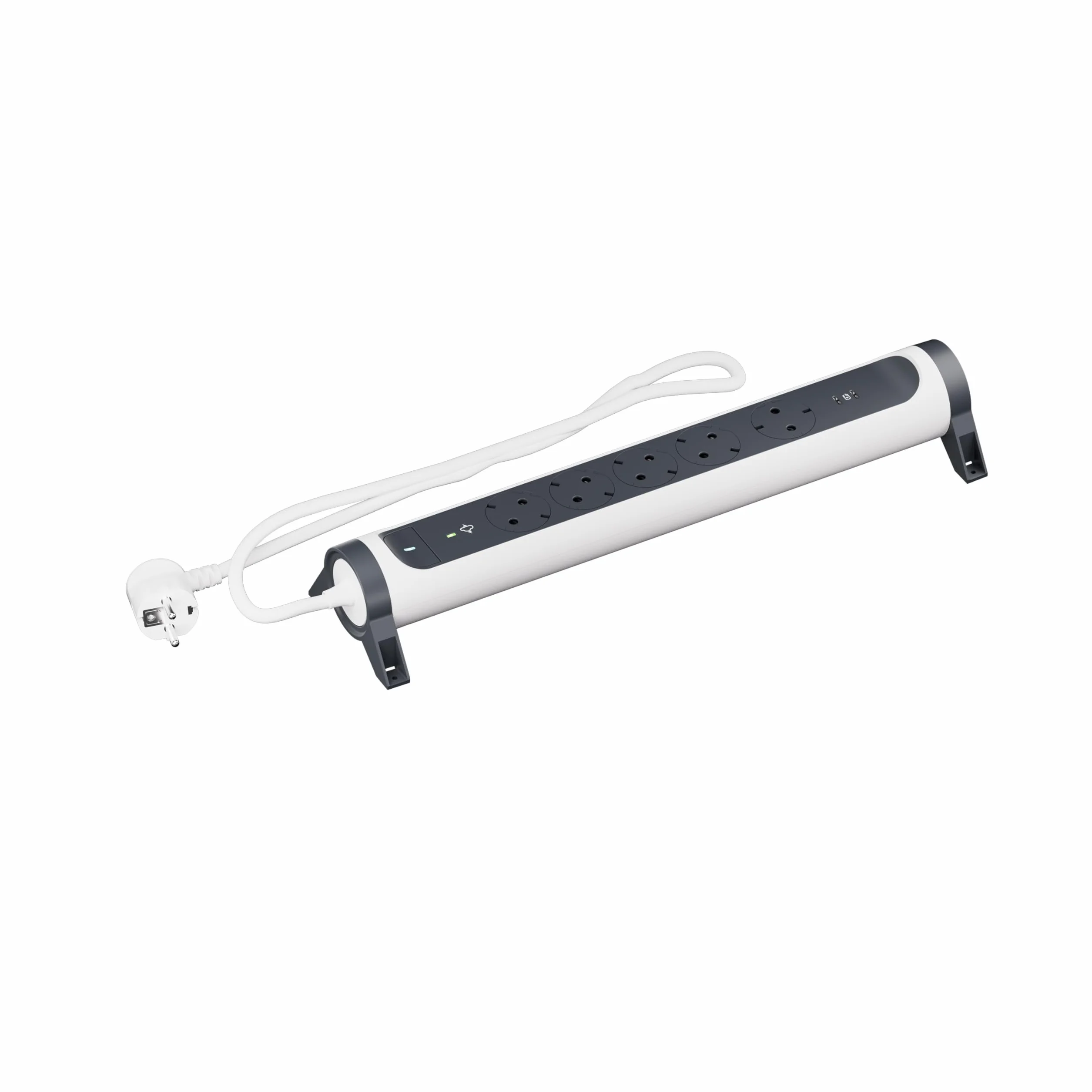 LEGRAND Listwa zasilająca, Premium Multiple Base z 5 gniazdami 2P+T i USB C+C, SPD, obrotowe, przełącznik, kabel 1,5 m, biały i ciemnoszary 694429