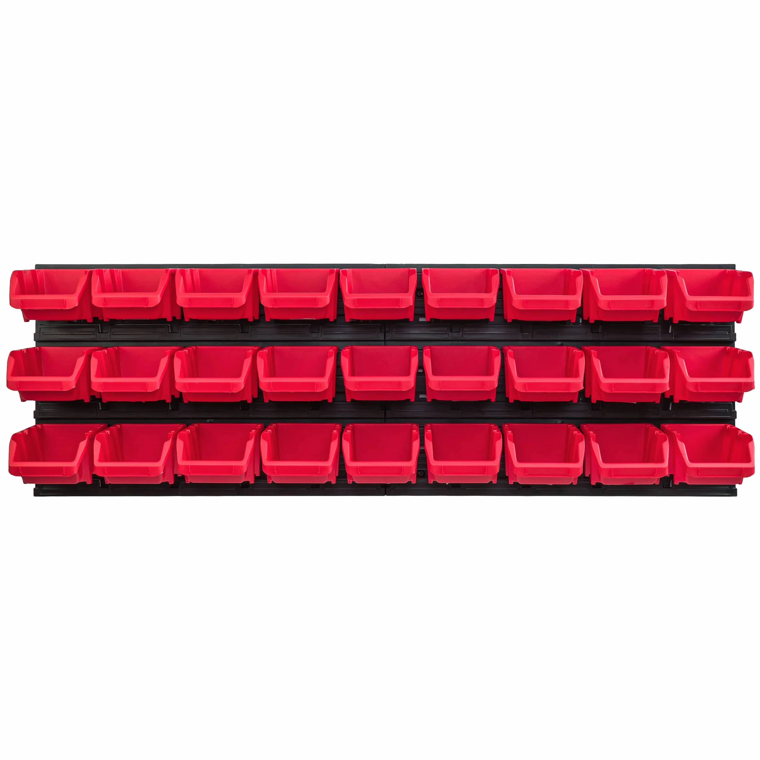 Regał warsztatowy ścienny z pojemnikami 115x39 cm 27 szt. system magazynowy