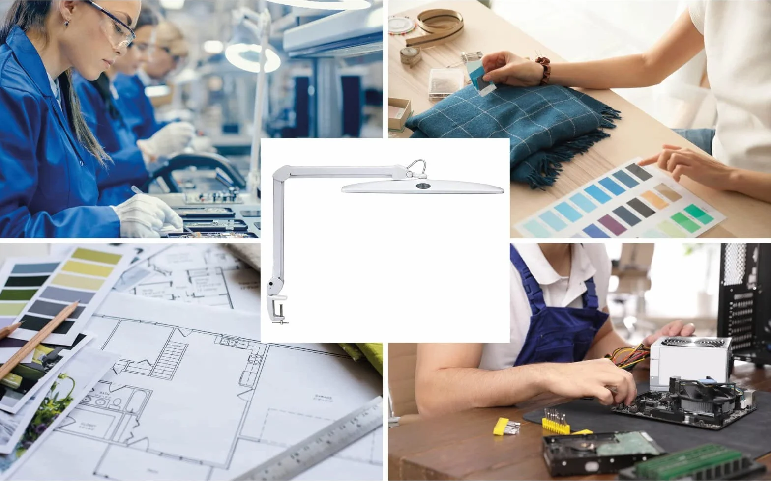 Maul MAULwork 8205202 lampa robocza LED, 84 zintegrowane diody LED, możliwość ściemniania, 3 części – oddzielnie włączane, białe światło dzienne, z nóżką zaciskową do 6,3 cm szerokości, kolor biały