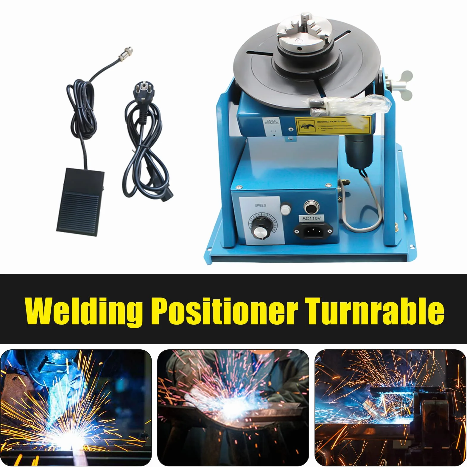 220 V stół spawalniczy pozycjoner spawalniczy 2-10 obr./min, manipulator 10 kg (poziomo) / 5 kg (pionowo), stół obrotowy 0-90°, kąt nachylenia 0-90°, uchwyt trójszczękowy do cięcia, szlifowania,