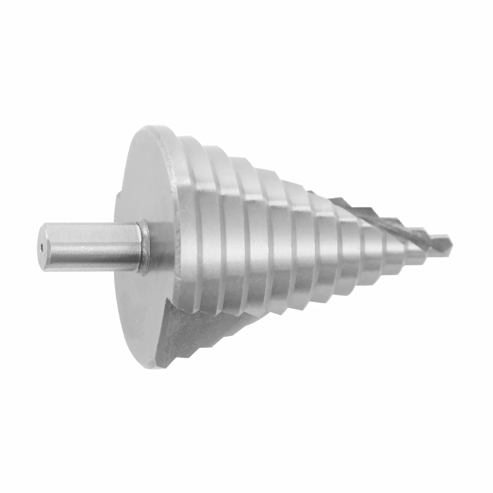WooDerson Wiertło spiralne rowkowane 6-60 mm srebrne wiertło stopniowe wiertło krokowe wiertło stożkowe wiertło stożkowe, do płyt drewnianych PCW, desek z tworzywa sztucznego