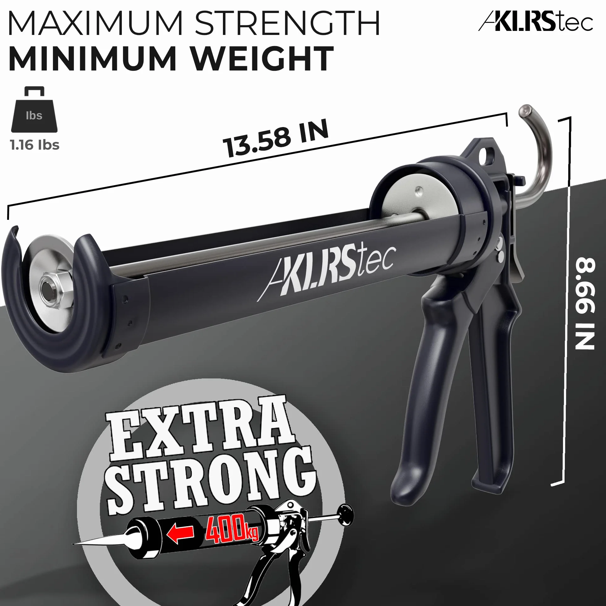KLRS tec Professional Caulking Gun I Your Joints Will be Perfect! Profesjonalny metalowy pistolet do wszystkich popularnych wkładów uszczelniające i klejących (silikon, akryl itp.) 310 ml