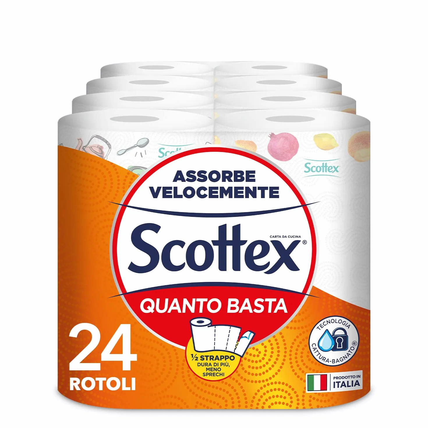 Scottex Quanto Basta, papier kuchenny, możliwość połowicznego rozdarcia, opakowanie 24 rolek maxi