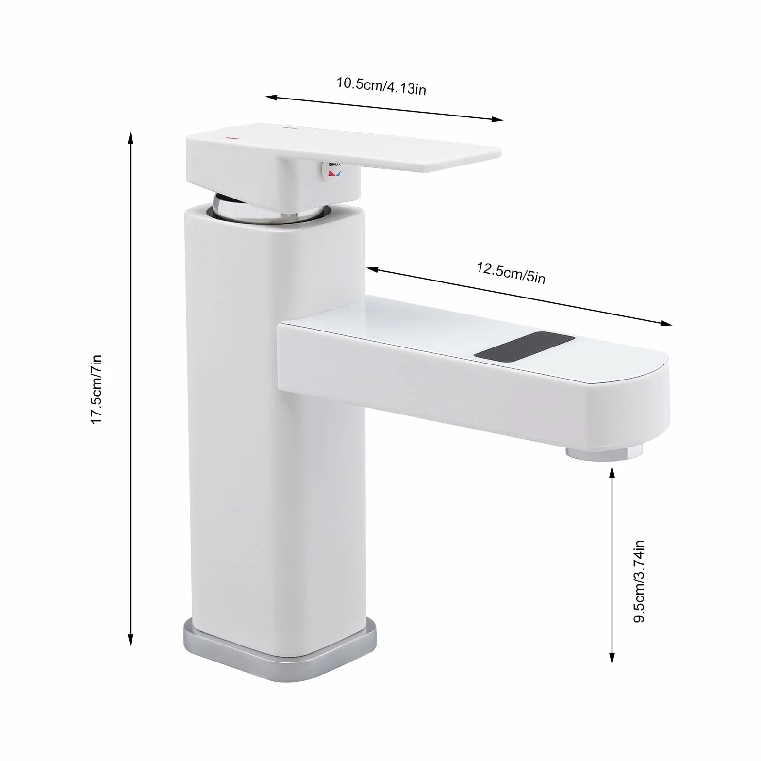 Kran łazienkowy – cyfrowa bateria umywalkowa LED kran łazienkowy bateria mieszakowa jednouchwytowa - interfejs G1/2" (biała)