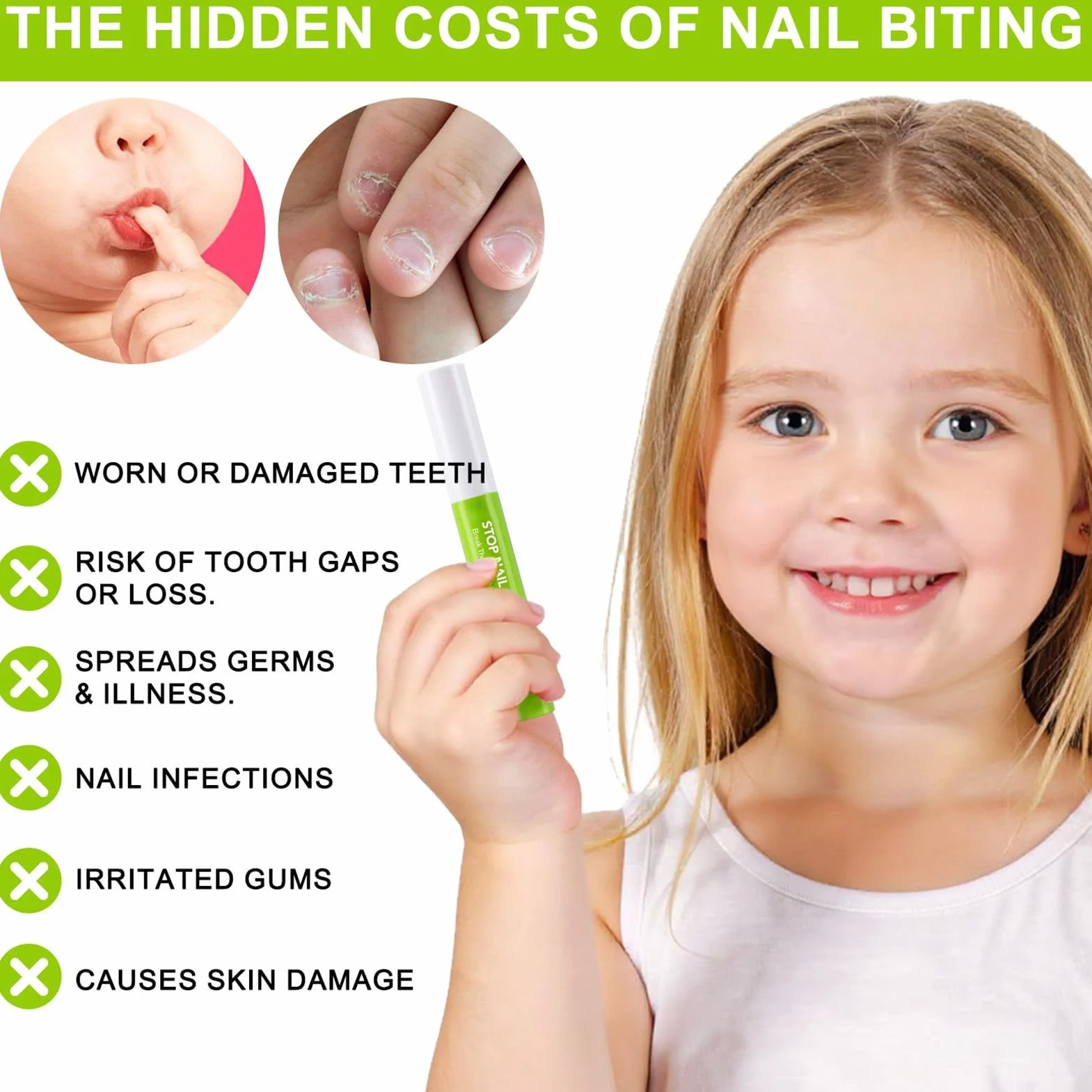 No Bite Nail Polish 7ml Anti-Nail Biting Prevention Click Pen Stop Nails Biting Habits