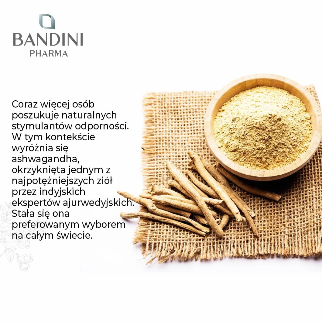 Bandini Ashwagandha KSM-66 100% wegańska 60 kapsułek Withania Somnifera 5% witanolidów