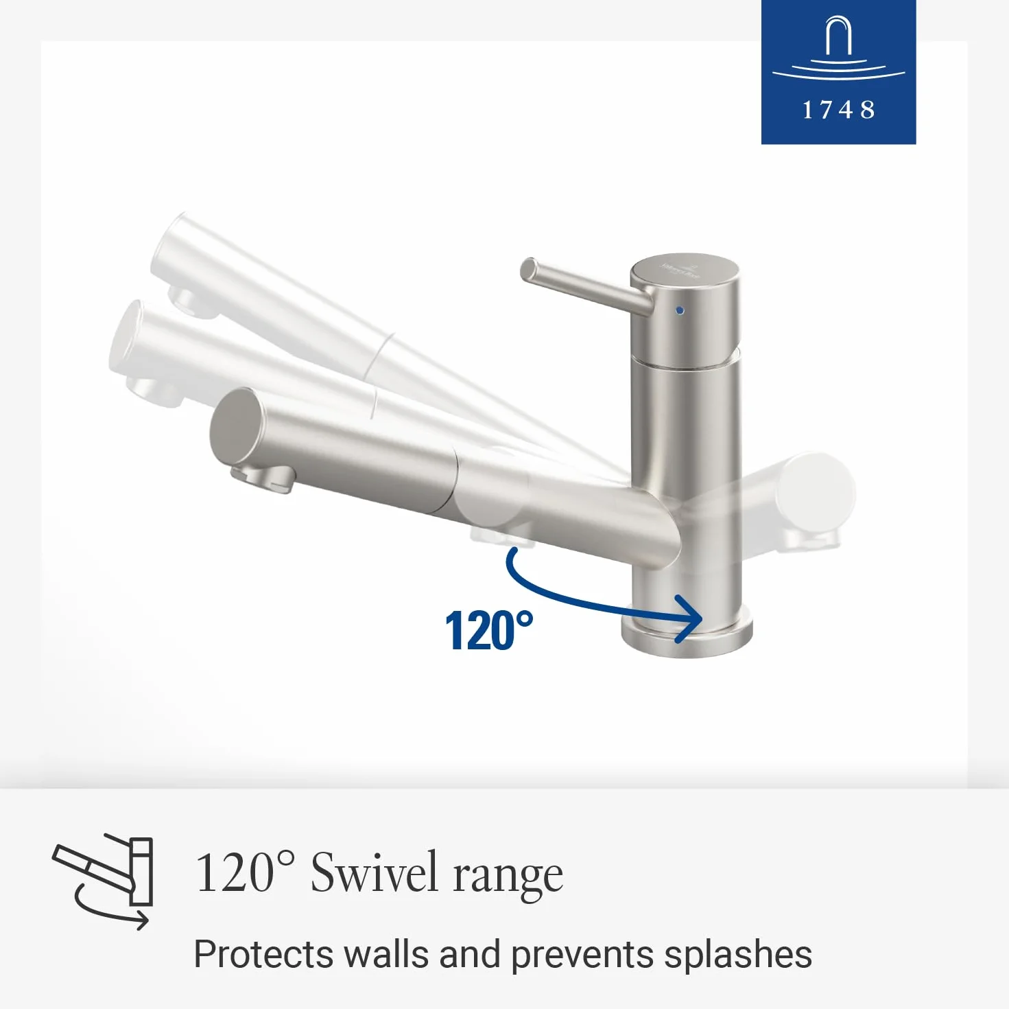 Villeroy & Boch Como Shower Window | Wysokociśnieniowa bateria kuchenna z wyciąganą słuchawką prysznicową i montażem na okno | masywna stal nierdzewna | 925800LC