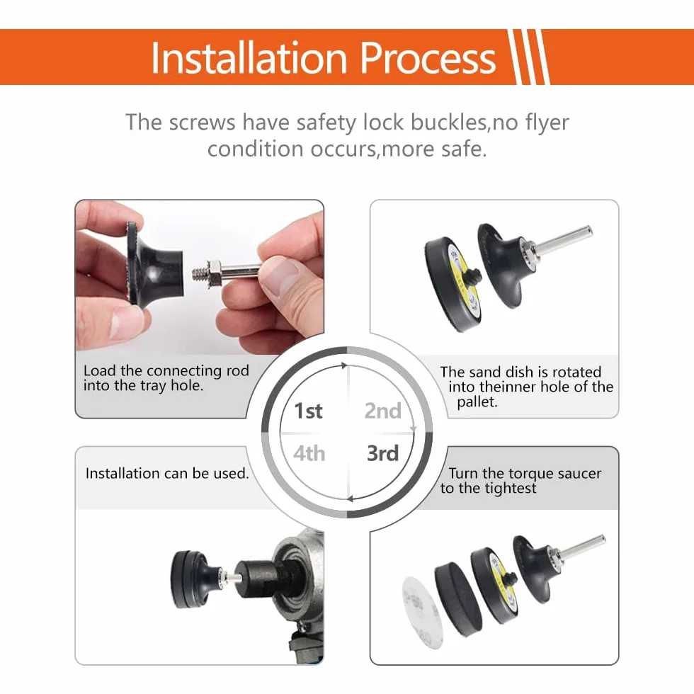 Tshya 270 sztuk krążków szlifierskich 50 mm na rzep do wierteł i szlifierek z płytą nośną 3 mm i 6 mm, łącznie z papierem ściernym 2" Roll Lock o ziarnistości 36-3000