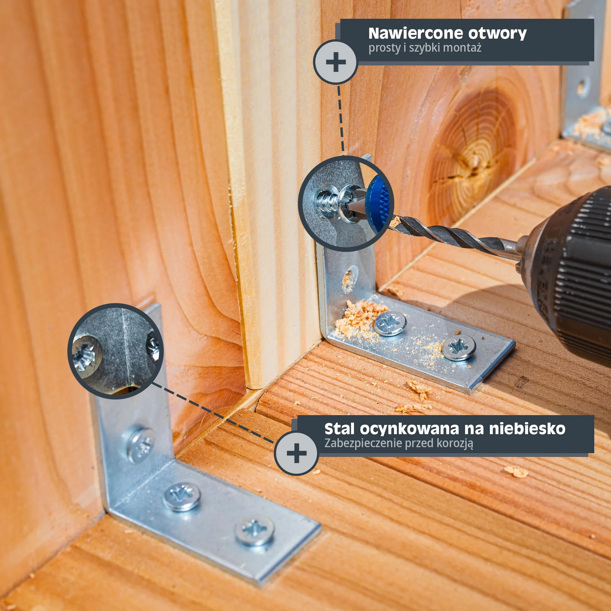 HELPMATE – 48 sztuk kątowników krzeseł 30 x 30 x 14 mm – łącznik kątowy ocynkowany galwanicznie i pasywowany na niebiesko – kątownik meblowy z doskonałą ochroną przed korozją, stabilny i trwały –