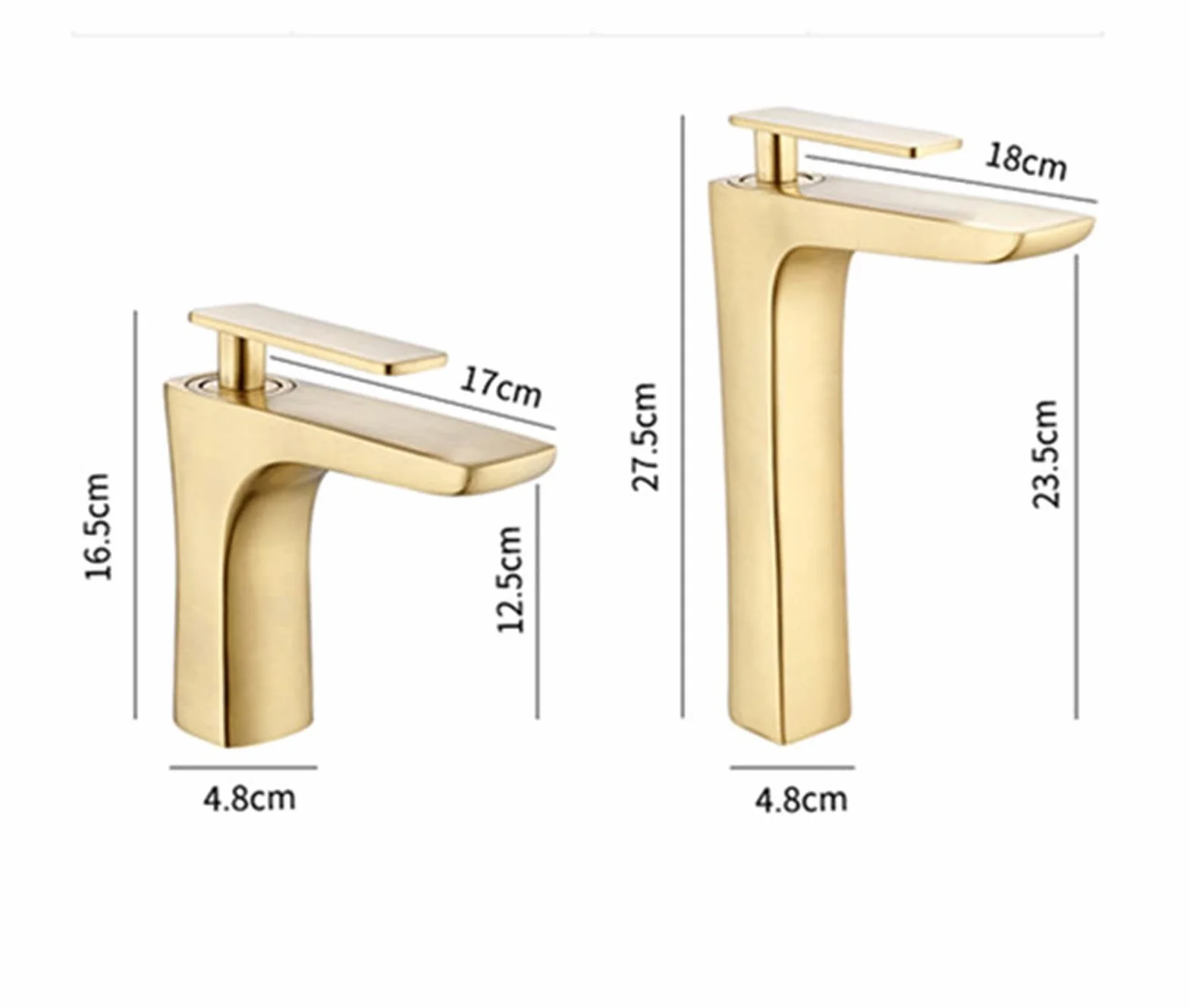 Elastyczny kran Obrotowy, Baterie Eleganckie szczotkowane złoto bateria łazienkowa Hot and Cold Water Basin Mikser Tap Mosiądz WC Żuraw wodny(Brushed gold short)
