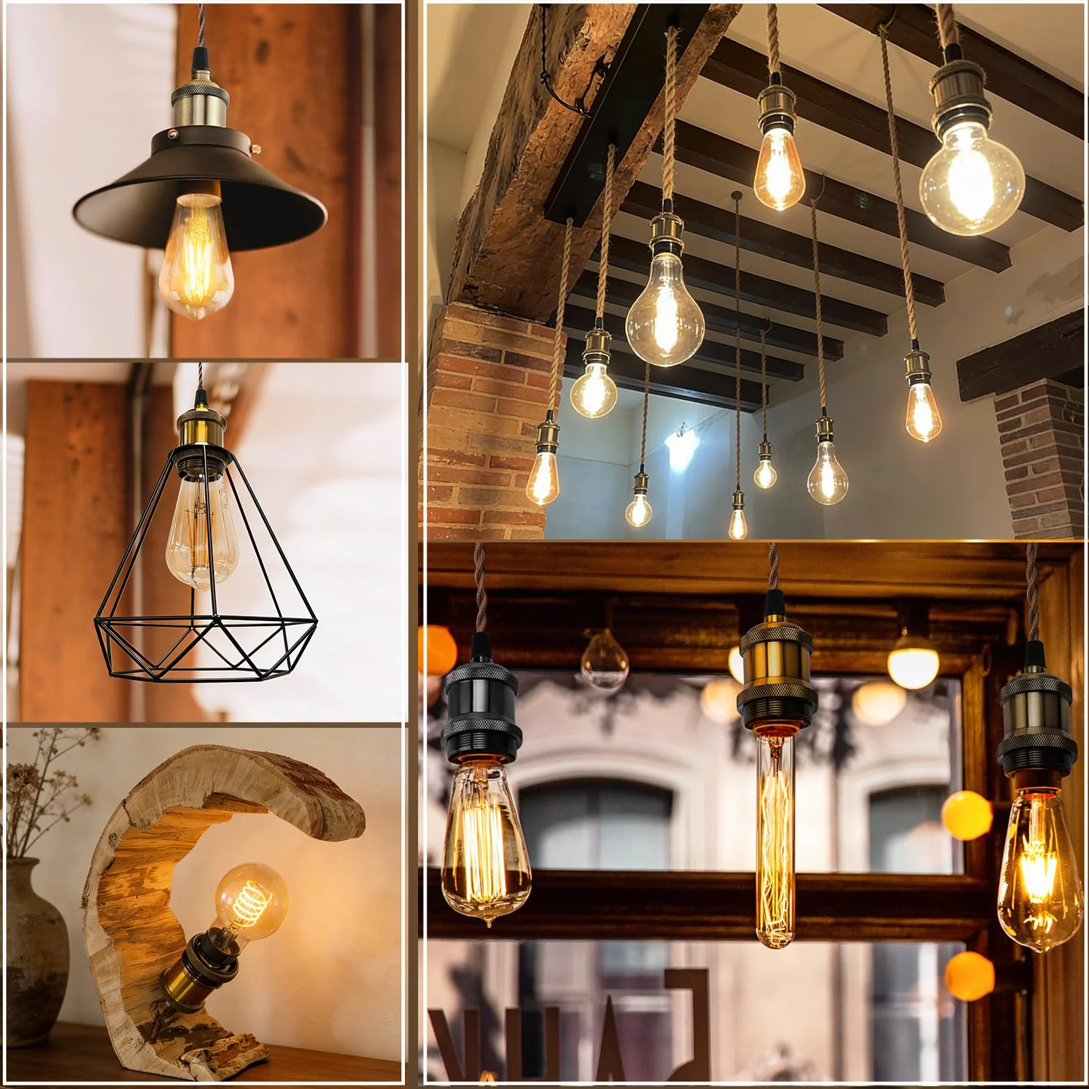 DiCUNO E27 oprawa lampy w stylu vintage, aluminiowa i ceramiczna, gwint E27 do żarówki, antyczny wygląd, do lamp ściennych, stołowych i sufitowych, akcesoria DIY, perłowa czerń, 4 sztuki w opakowaniu