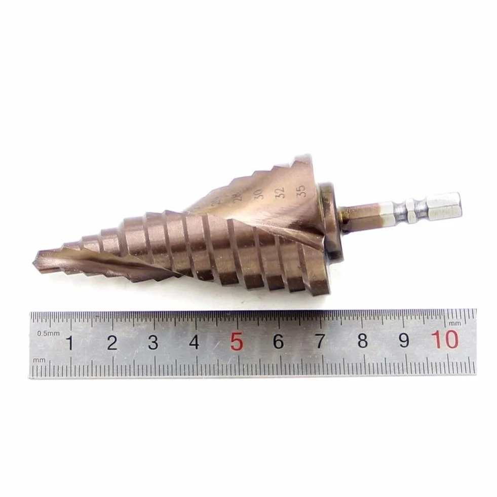 Wiertło schodowe, stożkowe wiertło Wiertło stopniowe z węglika tytanu Co M35 Kobalt i Kobalt Wiertło stopniowe 13 stopni 6,35 mm Uchwyt sześciokątny Wiertło Pagoda HSS 6-35 mm