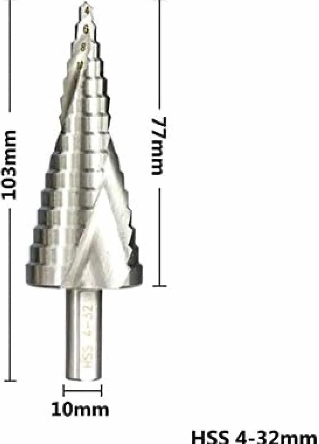 Wiertło Stopniowe, Wiertła Do Metalu, Wiertło Stopniowe Z Węglika Spiekanego Hss 4-32mm 6-60mm Wiertło Stopniowe Spiralne Rowek Pagoda Wiertło Trójkątny Uchwyt D, 1pc 4 32mm