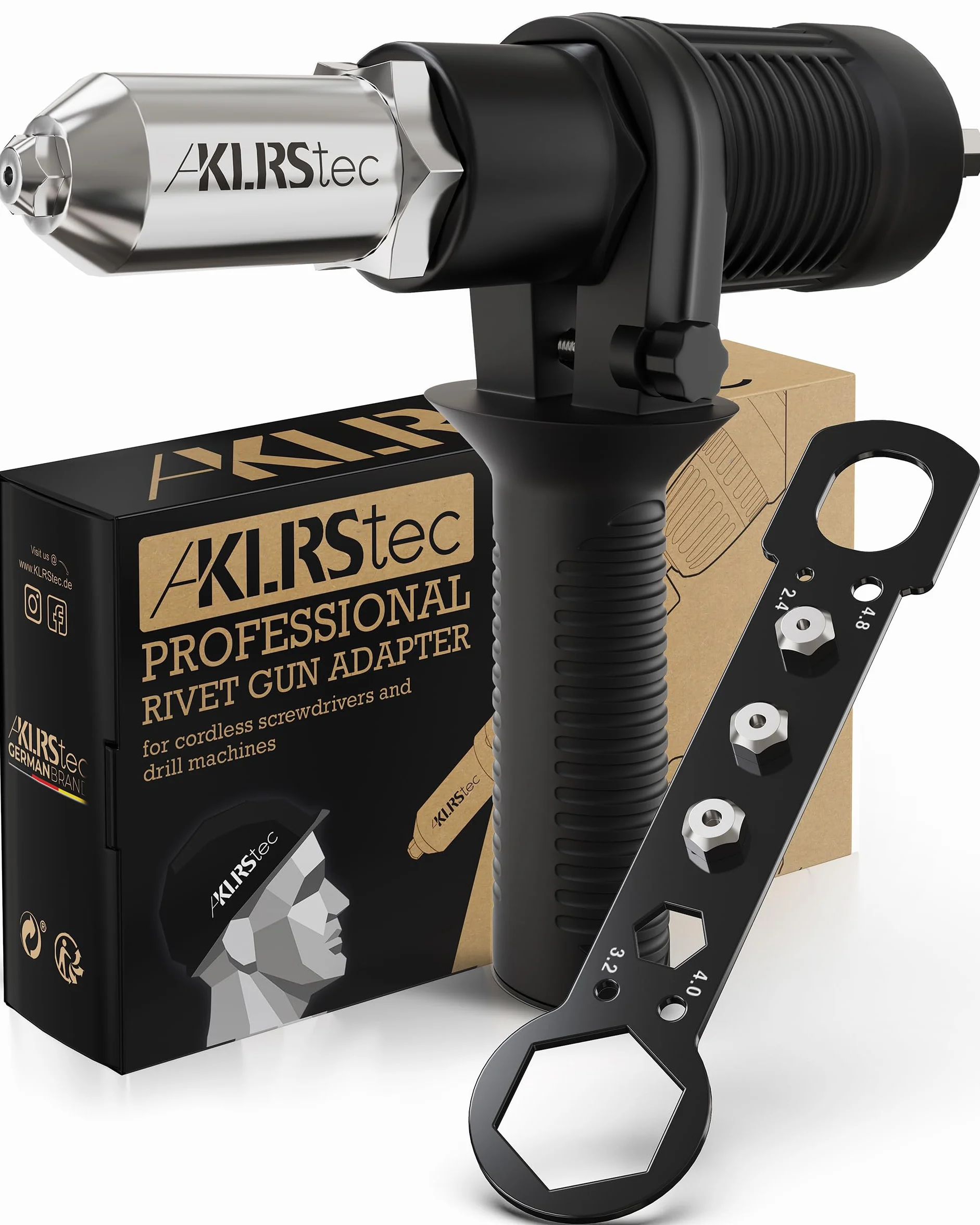 KLRStec® Adapter do ściągaczy nitownic – nakładka do nitownic do wkrętarki akumulatorowej i wiertarki