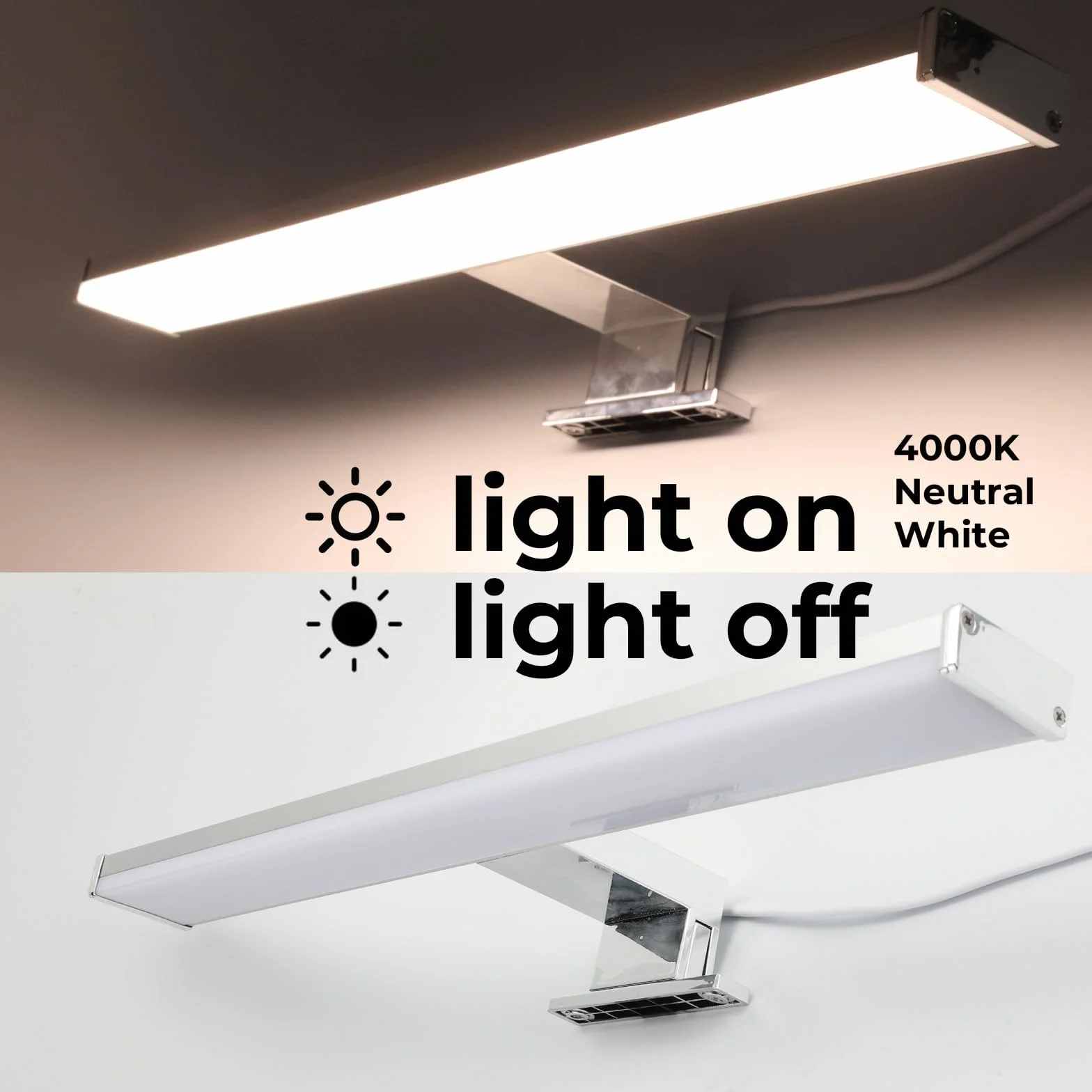 Alpinaluz Kinkiet LED do lustra łazienkowego 30 cm - 8 W 810lm - neutralne białe światło 4000K - IP44 - chromowane aluminium - do montażu na lustrze, szafie lub ścianie - nowoczesne światło przednie i