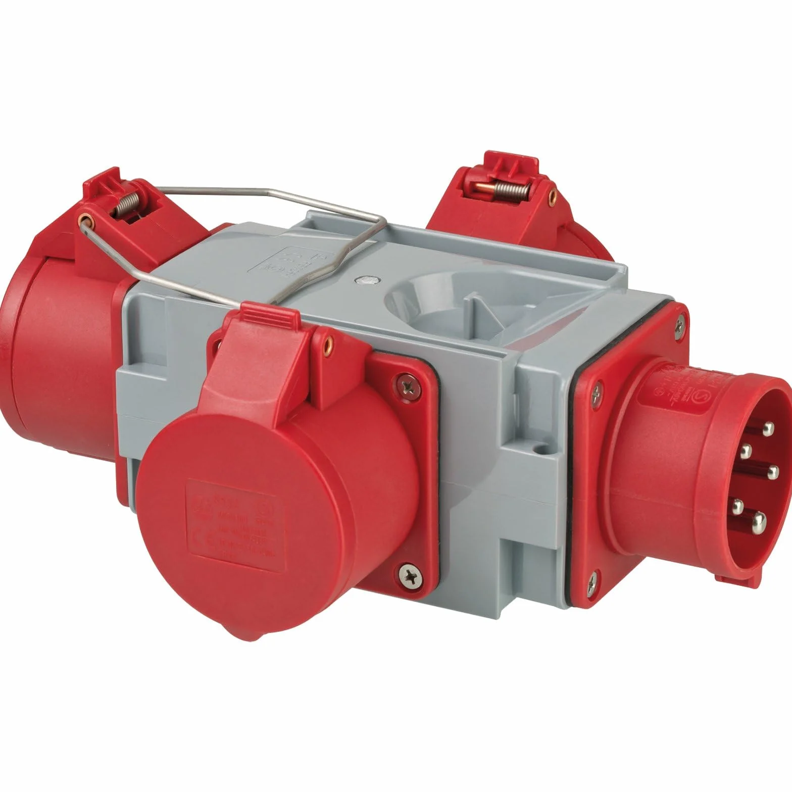 Brennenstuhl Adapter rozdzielacz prądu IP44 (1 x wtyczka CEE 400 V/16 A i 3 x gniazda CEE 400 V/16 A, do stałego użytku na zewnątrz, na placach budowy i w gospodarstwach rolnych)
