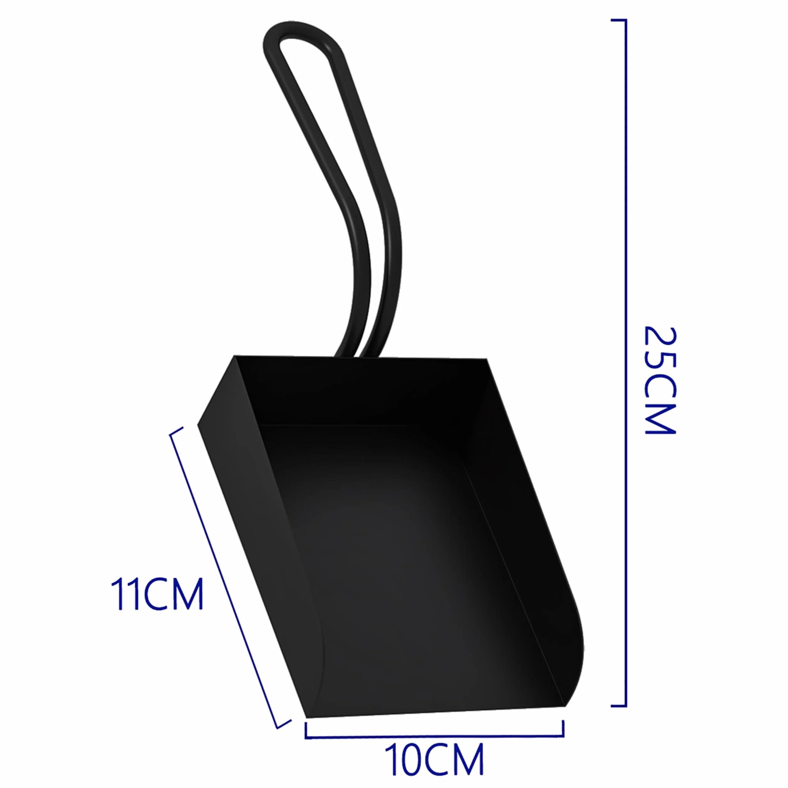 Kingson Czarna łopata kominkowa - 25 x 10 cm - akcesorium do palnika na drewno - trwałe i stylowe narzędzie do wydajnej konserwacji paleniska