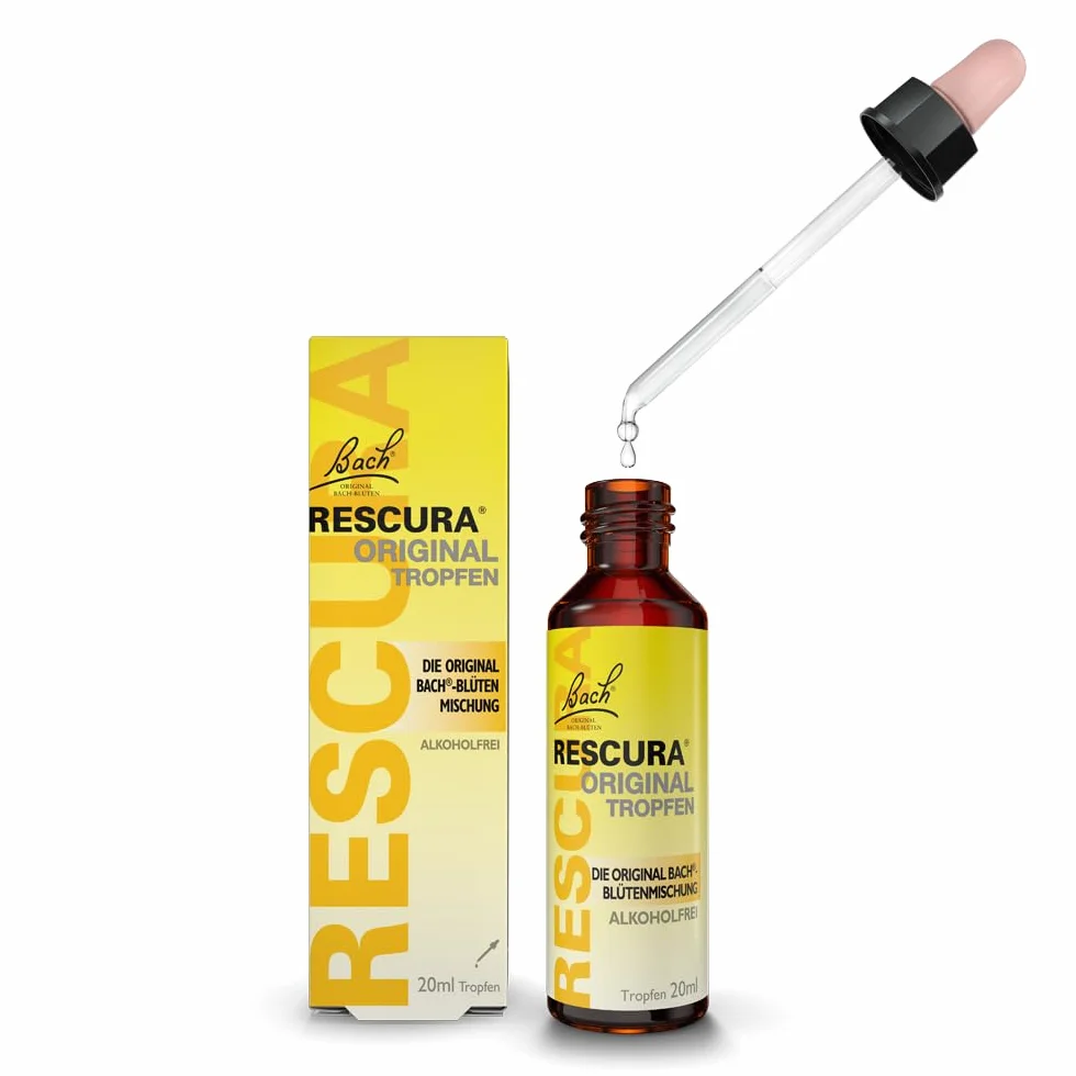 Oryginalne krople BACH RESCURA bez alkoholu: (dawniej Rescue) mieszanka kwiatów Bacha, 20 ml