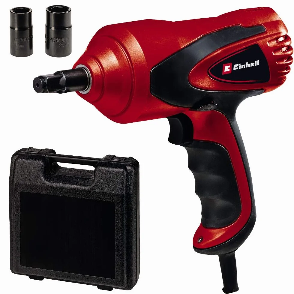 Einhell Samochodowa wkrętarka udarowa CC-HS 12/1 (12 V, maks. moment obrotowy 350 Nm, zintegrowana poziomica, światło LED, w zestawie 2 klucze nasadowe 17/19 i 21/23 mm, walizka)