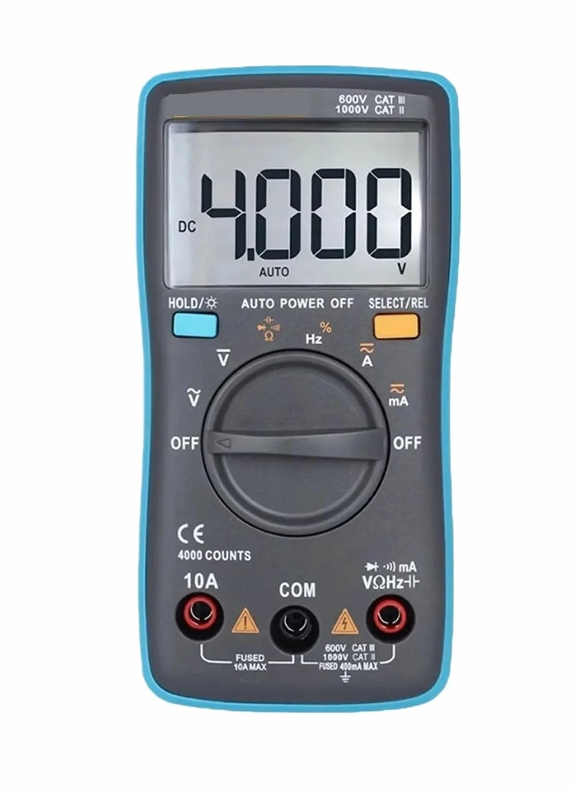 Multimetr cyfrowy, Cyfrowy multimetr 4000 zliczeń DC/AC napięcie prąd pojemność Hz dioda ohm tester amperomierz woltomierz podświetlenie Wszechstronne możliwości pomiarowe