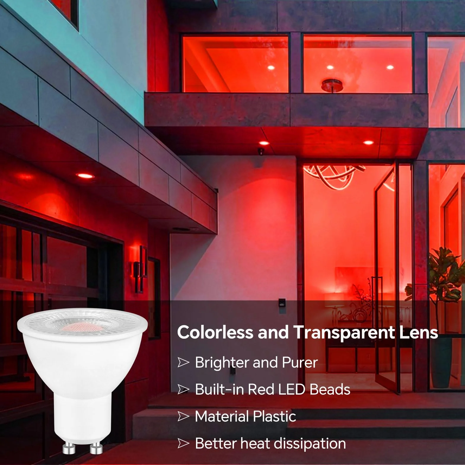 Caldarax 2 Sztuka Czerwona Żarówka LED GU10 5W Spot, Odpowiedniki 50W Halogen, MR16 Reflektory 230V, 500LM, Kąt 120°, Nie Ściemnianie, Dekoracyjne Oświetlenie krajobrazu, Etap, Bar, Impreza