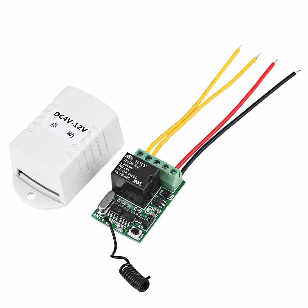 Relaisschalter, Fernschalter Set mit Fernbedienung DC 4V 5V 6V 7,4V 9V 12V Wireless Relais Fernbedienung Ein Schlüsselschalter Empfänger + Sender für Computer Mainframe