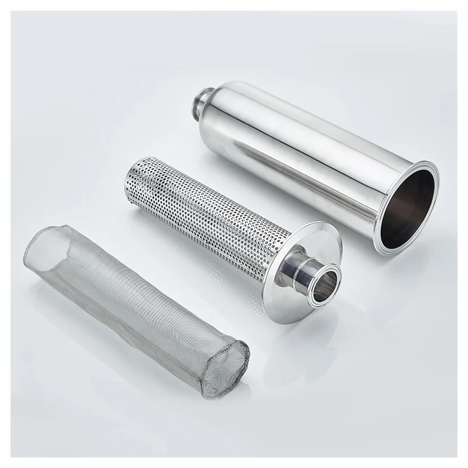 Rurowy filtr siatkowy z potrójnym zaciskiem, domowe piwo do warzenia piwa, stal nierdzewna SUS 304(19mm K50.5,100 Mesh)