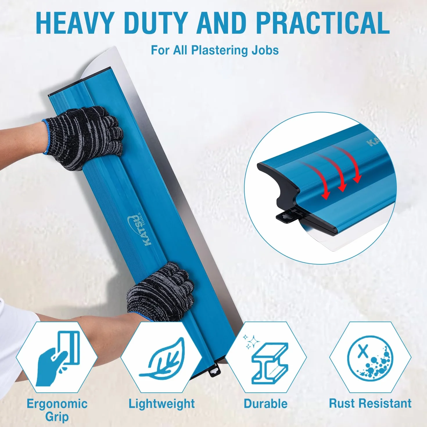 KATSU Tools Zestaw szpachli 25-60 cm ze stali nierdzewnej do płyt gipsowo-kartonowych