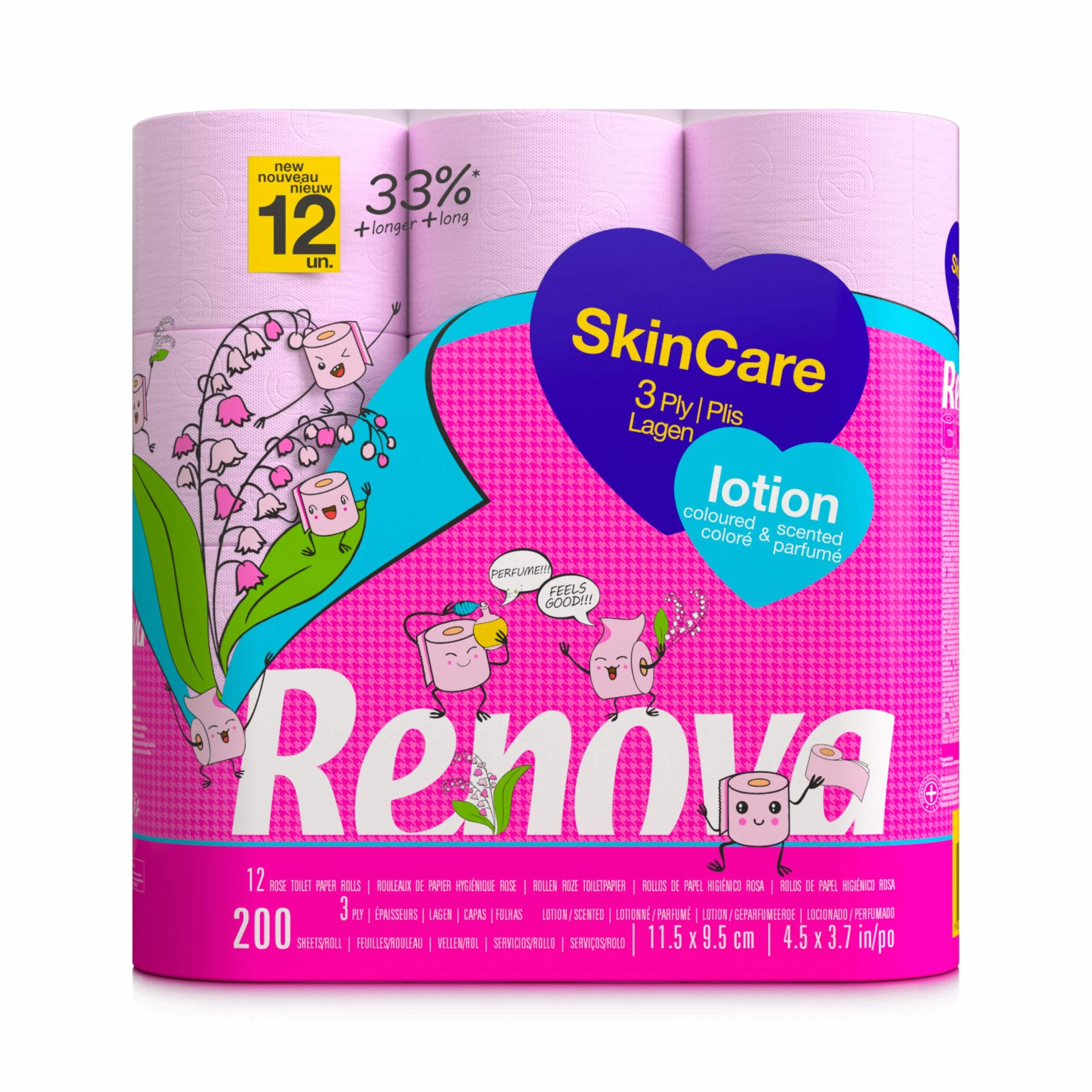 Renova Jumbo Rolls 200088242 Papier Toaletowy, Różowy, 12 Sztuk