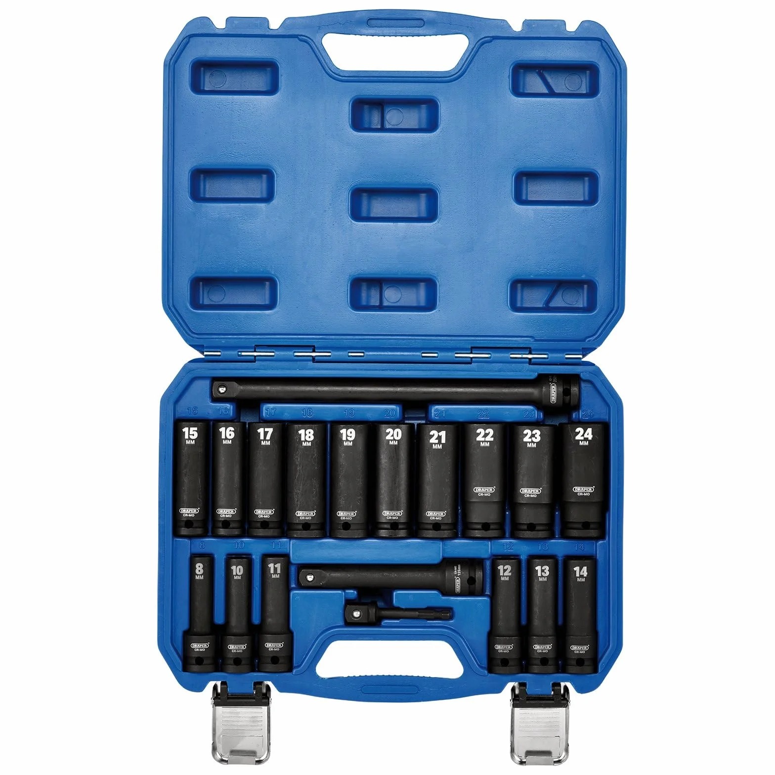 Draper 04577 HI-TORQ Metric Deep Impact zestaw nasadek udarowych, 1/2" Sq. Dr. (19 sztuk)
