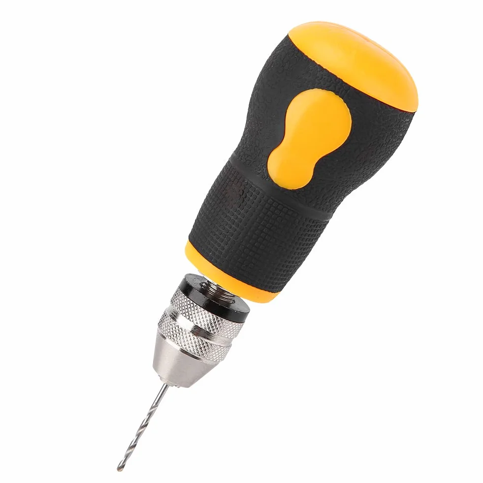 Mini Wiertarka Ręczna, Zestaw 10 Małych Wierteł Ręcznych Wierteł Krętych Micro Mini Przenośny Zestaw Narzędzi 0.8-3.0mm do Biżuterii Modelowej Orzech Bursztynowy Wosk Pszczeli Oliwna Nakrętka