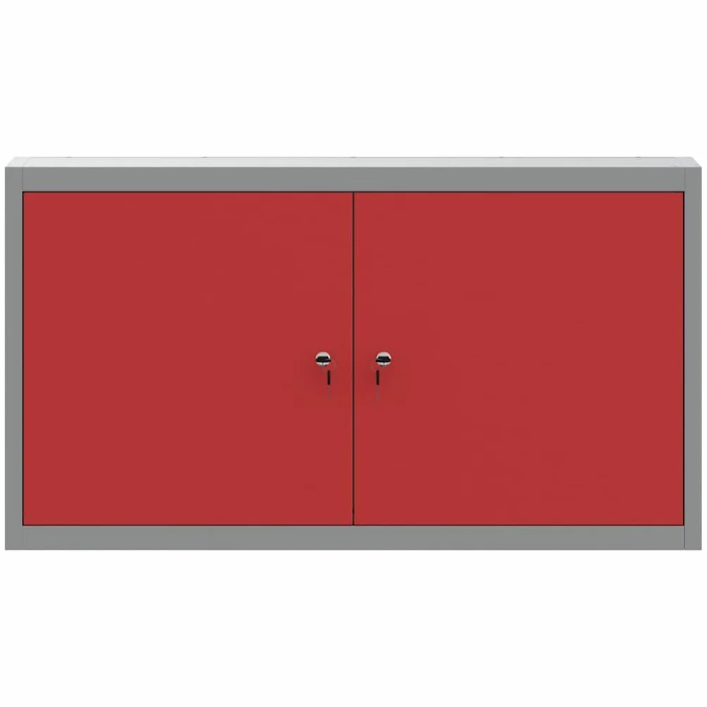 Szafka na narzędzia z regałem, szafka warsztatowa ze stali i materiału drewnopochodnego, zamykana na 2 zamki krzywkowe, 3 półki, 100 x 20 x 55 cm, do garażu, piwnicy, warsztatu, systemu