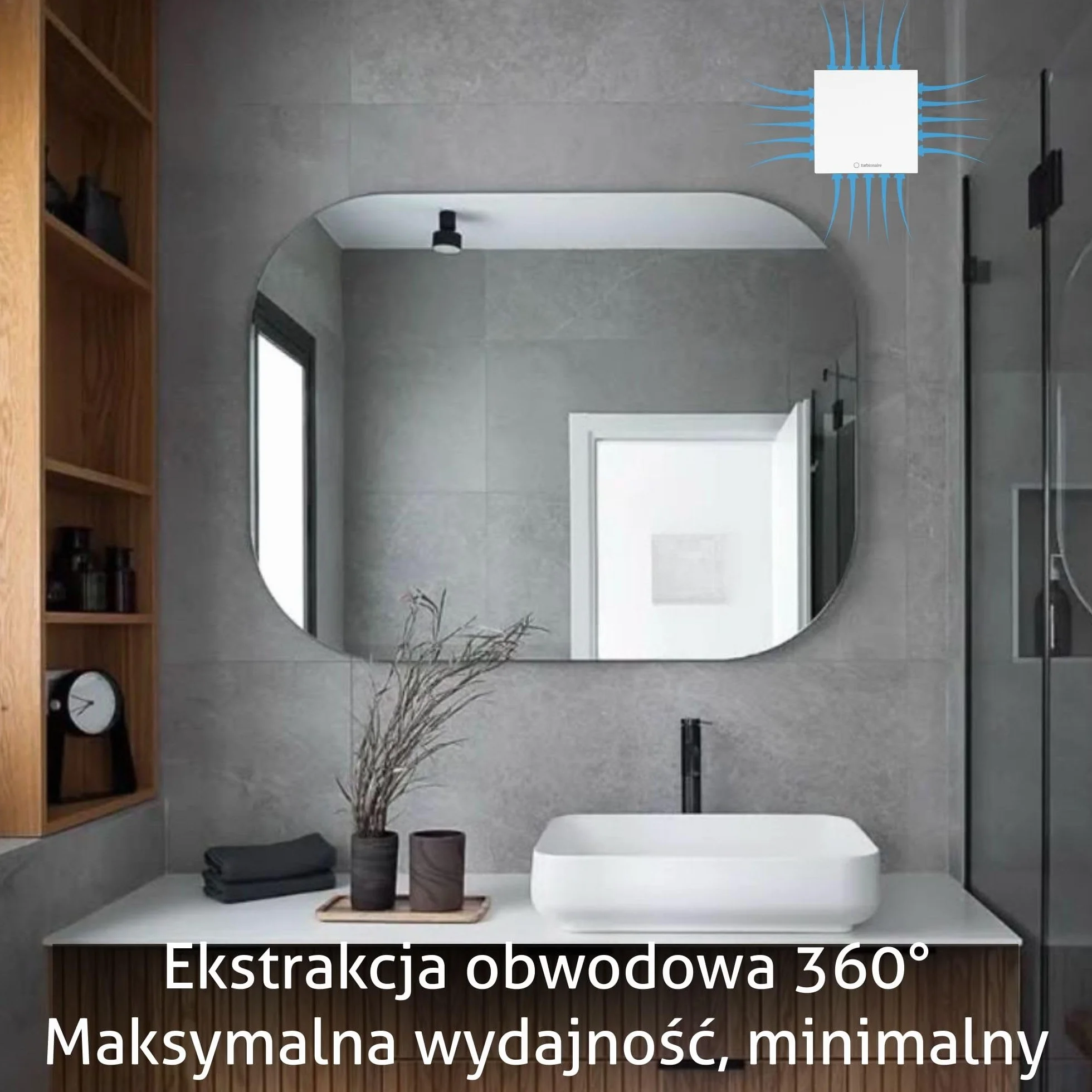 Turbionaire Arte 100 SW wentylator łazienkowy 100 mm, 80 m³/h, Biały, Minimalistyczny design, Cicha, Ochrona przed przeciągiem, Osysanie obwodowe, Ochrona IPX4
