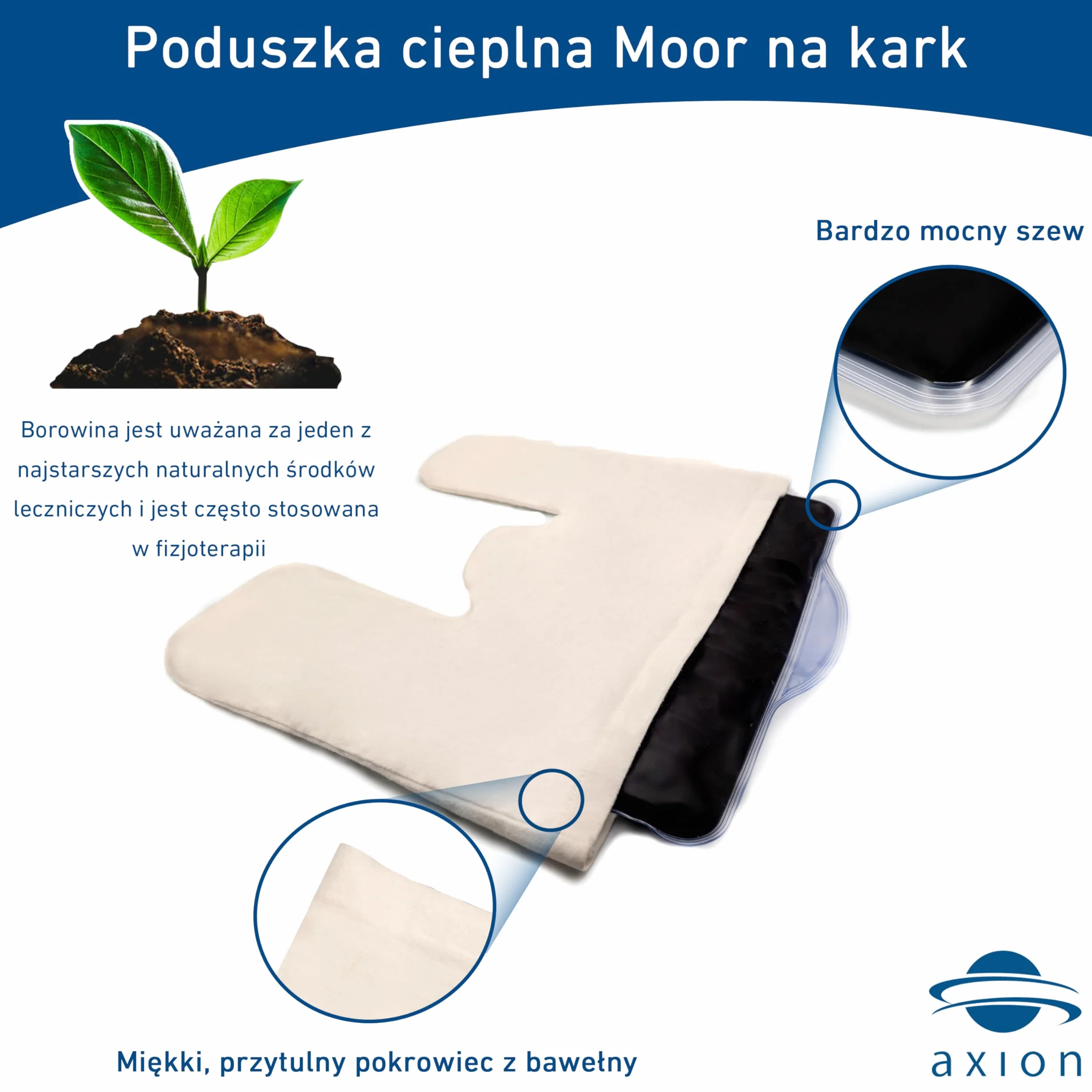 Poduszka rozgrzewająca 28 x 36 cm na bóle karku z bawełny i borowiny