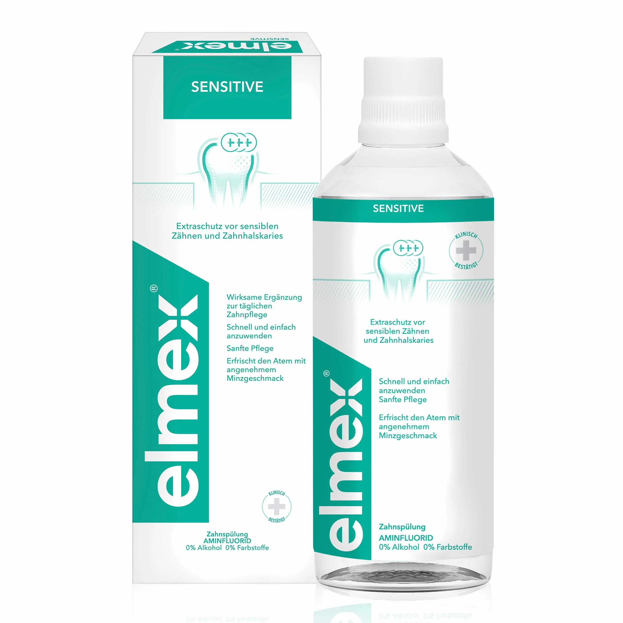 elmex Odżywka do ust Sensitive 400 ml – płyn do płukania jamy ustnej dla dodatkowej ochrony przed wrażliwymi na ból zębami i próchnicą zębów – do codziennego czyszczenia zębów bez alkoholu o smaku