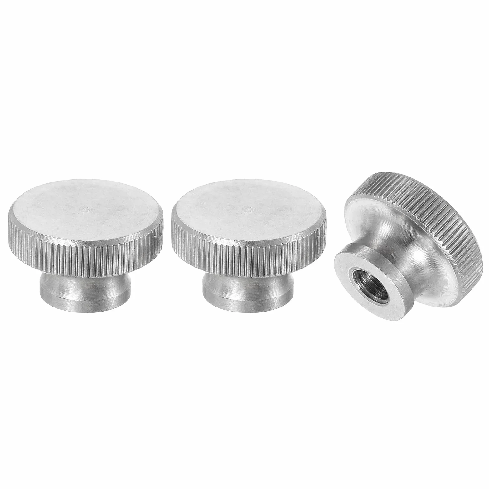 QUARKZMAN Rowkowane nakrętki motylkowe, M6 x D20 mm x H12 mm, okrągłe gałki nakrętki ręczne, srebrny otwór ślepy, do części drukarki 3D, obrabiarek