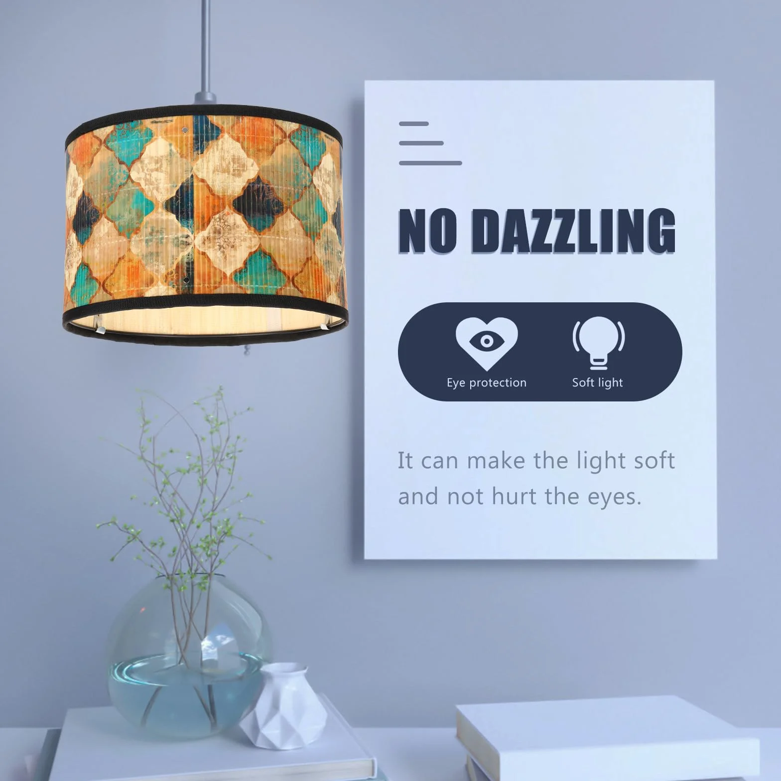OSALADI Drum Lamp Abażur Kinkiet, Dekoracyjny abażur Lampa Podłogowa Lampy Stołowe, Boho Style Wahadłowe Lampy Tkaniny
