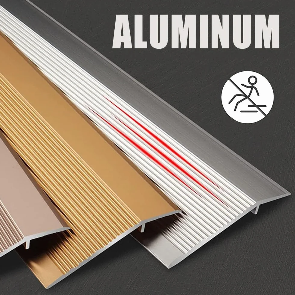 Aluminiowa listwa przejściowa podłogowa 20 mm do drzwi, reduktor krawędzi 91 cm do laminatu i płytek (szampański), rampa progowa dla płynnego przejścia podłóg i bezszwowego rozwiązania do krawędzi
